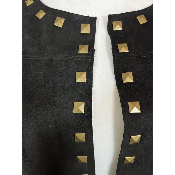 Carmen Marc Valvo Womens Jacket Black Faux Suede Gold Studded Long Sleeve Size M - Picture 2 of 10
